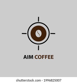 icon target and bean coffee logo concept, text and color can be changed