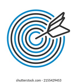 Icon Of Target With Dart. Editable Bold Outline With Color Fill Design. Vector Illustration.