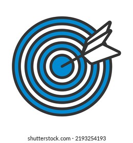Icono De Destino Con Dart. Contorno de negrita editable con diseño de relleno de color. Ilustración vectorial.