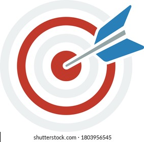 Icon Of Target With Dart. Flat Color Design. Vector Illustration.
