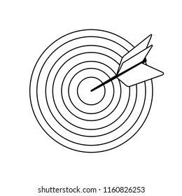 Icon of Target with dart. Thin line design. Vector illustration.