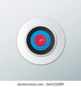 Icon target in a flat style with shadow on a white background