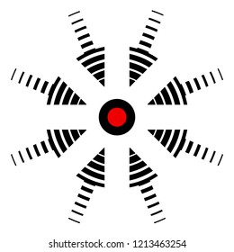 icon target, focus of events, specific location, vector arrow in the center of the incident, the center of pain