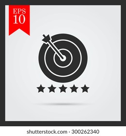 Icon of target hit with arrow and five stars