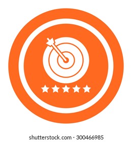 Icon of target hit with arrow and five stars