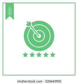 Icon of target hit with arrow and five stars