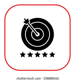 Icon of target hit with arrow and five stars