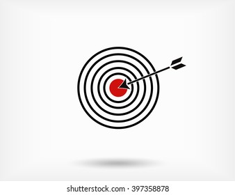 The icon with the target hit the target. Vector.