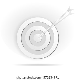 Icon of target impaled by arrow. Vector illustration