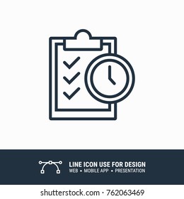 Icon task list time in clipboard graphic design single icon vector illustration