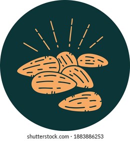 icono de almendras con estilo de tatuaje