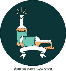icon of a tattoo style beer bottles