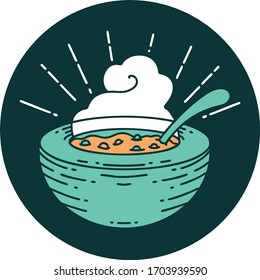 icon of a tattoo style bowl of soup