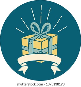icon of a tattoo style christmas present