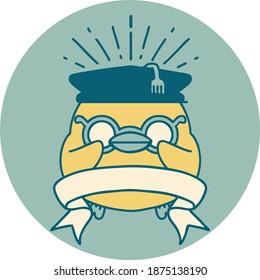 icon of a tattoo style educated robin