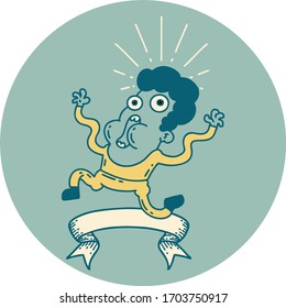 icon of a tattoo style frightened man
