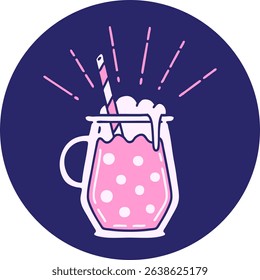 icon of a tattoo style ginger beer in bright neon colors