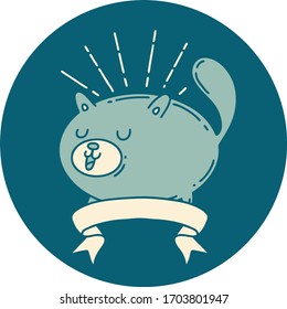 icon of a tattoo style happy cat