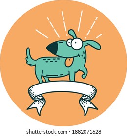 icon of a tattoo style happy dog
