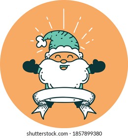 icon of a tattoo style happy santa claus christmas character
