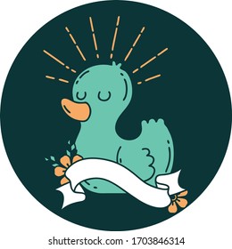 icon of a tattoo style rubber duck
