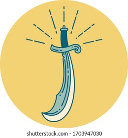 icon of a tattoo style scimitar sword