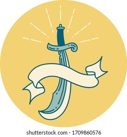 icon of a tattoo style scimitar sword