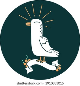 icon of a tattoo style seagull bird