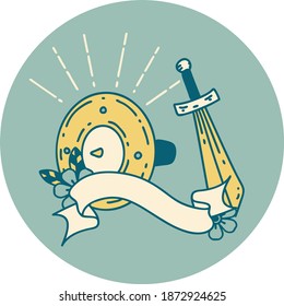 icono de un escudo de tatuajes y una espada