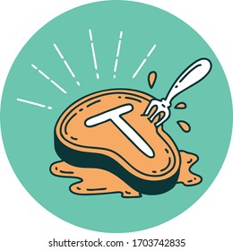 icon of a tattoo style steak and fork