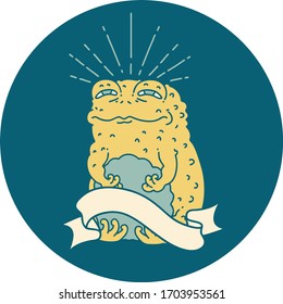 icon of a tattoo style toad character