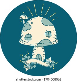 Icon Of A Tattoo Style Toadstool House