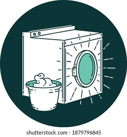 icon of a tattoo style washing machine