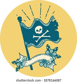 icon of a tattoo style waving pirate flag