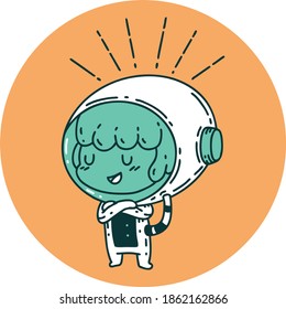 icon of a tattoo style woman in astronaut suit