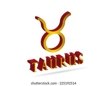 icon. Taurus zodiac sign red and gold color on a white background