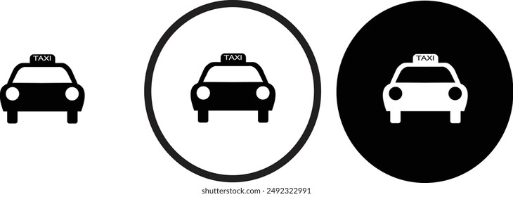 icono taxi negro contorno logo para diseño de Sitio web 
y App móviles en modo oscuro 
Ilustración vectorial sobre fondo blanco