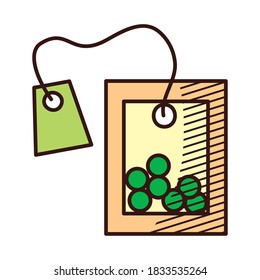 icon of tea bag over white background, hand draw style, vector illustration