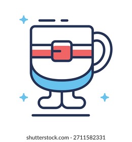 Un icono de la taza de té en estilo de diseño de contorno plano, concepto de bebidas calientes de icono editable