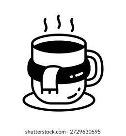 An icon of tea cup in glyph design style, editable icon hot beverages concept