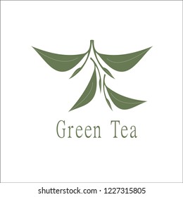 icon tea and green leaves, vector illustration