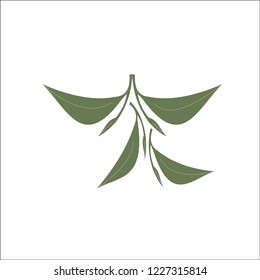 icon tea and green leaves, vector illustration