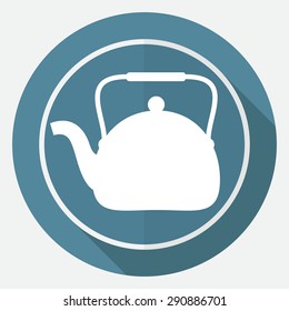Icon Tea maker on white circle with a long shadow