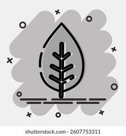 Icon tea. Plant leaves elements. Icon in comic style.