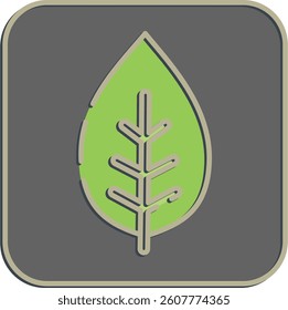 Icon tea. Plant leaves elements. Icon in embossed style.