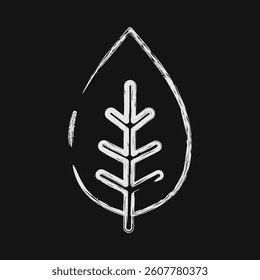 Icon tea. Plant leaves elements. Icon in chalk style.