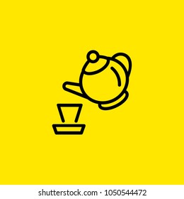 Icon of tea pot and cup. Kettle, dish, teapot. Teatime concept. Can be used for topics like hot beverages, breakfast, cafe.