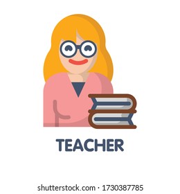 Icon teacher in flat style design  illustration on white background eps.10
