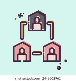 Equipo de iconos Colaboración. relacionado con el símbolo Trabajo remoto. Estilo MBE. ilustración de diseño simple