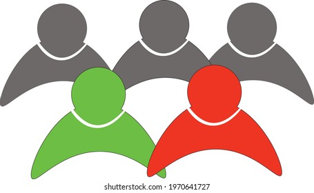 Icon of a team of five people on white background.